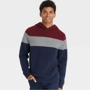 Goodfellow & Co. NWT M Men's Hooded Striped Pullover Sweater
